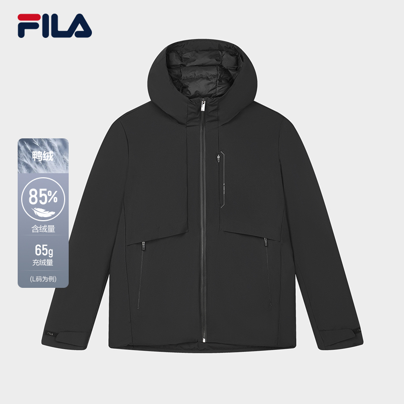 FILA斐乐男装经典耐磨舒适】冬款休闲轻薄连帽羽绒服F11M342911F