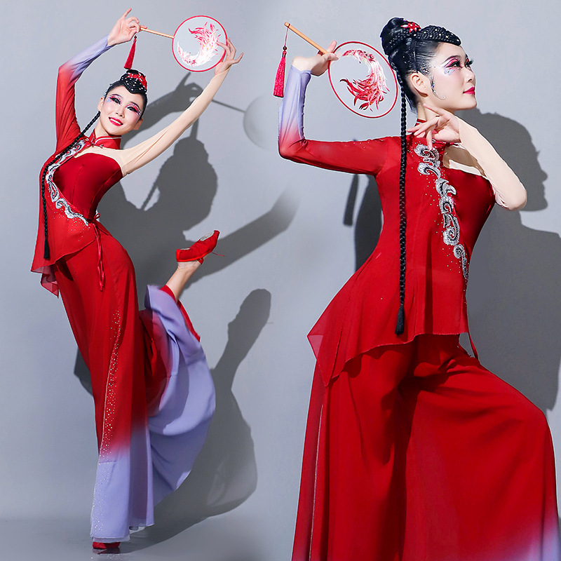 古典舞蹈服新款女独舞艺考伞扇子舞古风民族舞服胶州秧歌服演出服