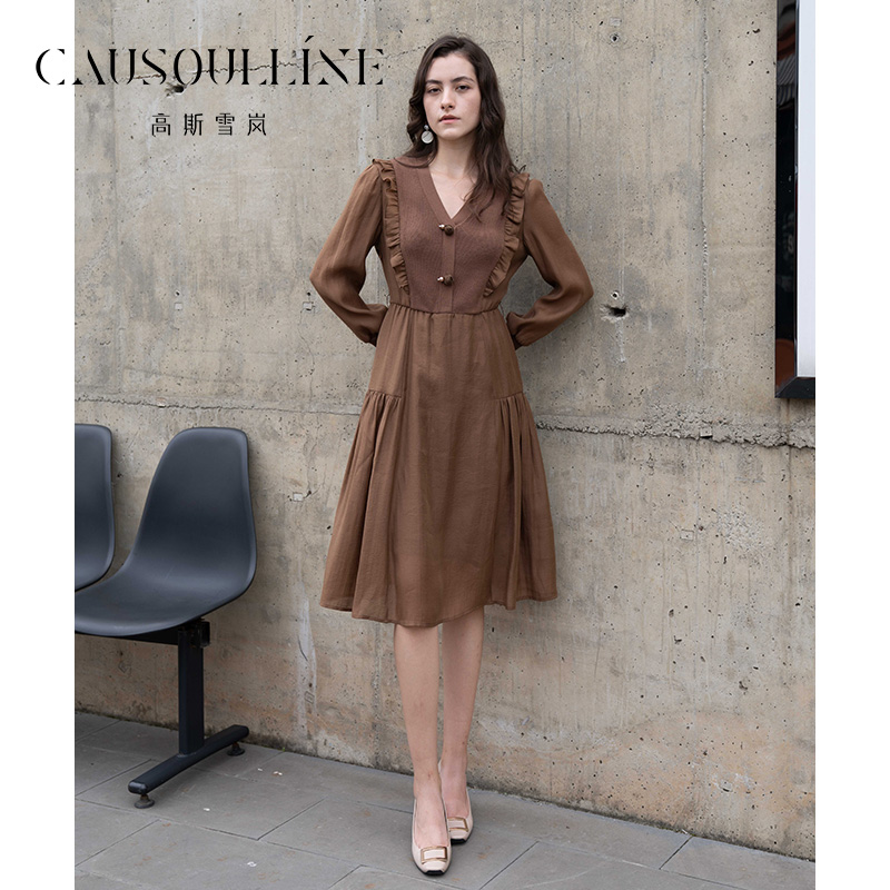 高斯雪岚【秋装活动】时尚气质收腰女装修身连衣裙24317416