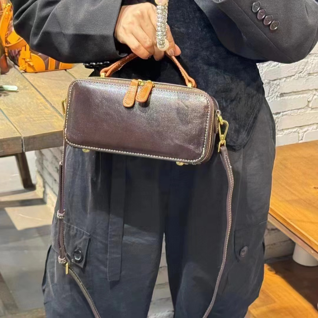 头层树膏牛皮手提斜挎包3612