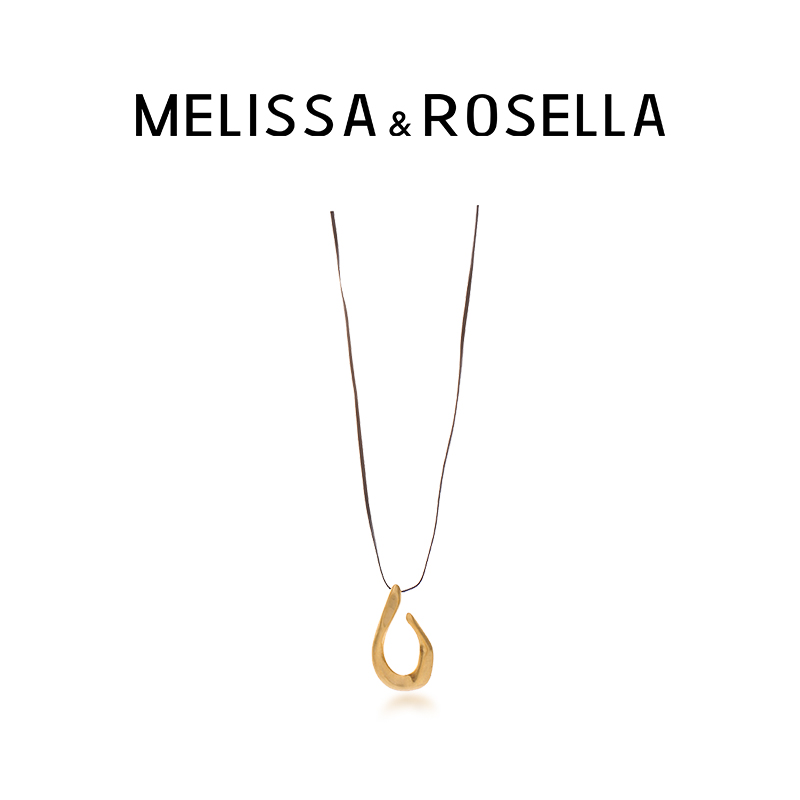 MELISSA&ROSELLA 铜吊坠 水滴几何皮绳吊坠项链复古时尚毛衣链