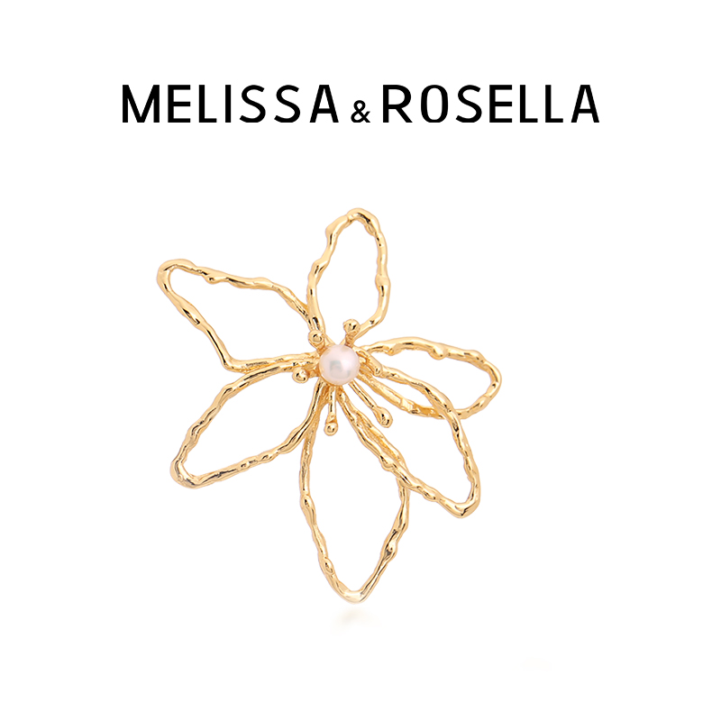 MELISSA&ROSELLA 铜合金胸针 小众花朵胸针吊坠两用优雅气质胸花