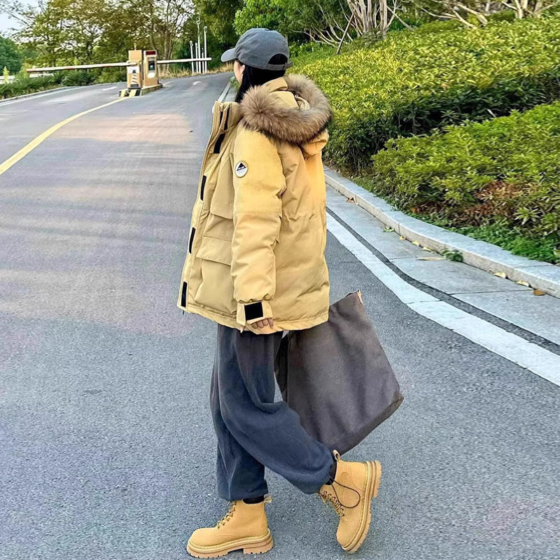 波司豋羽绒服服女2023新款冬季棉衣oversize情侣工装派克服加厚棉