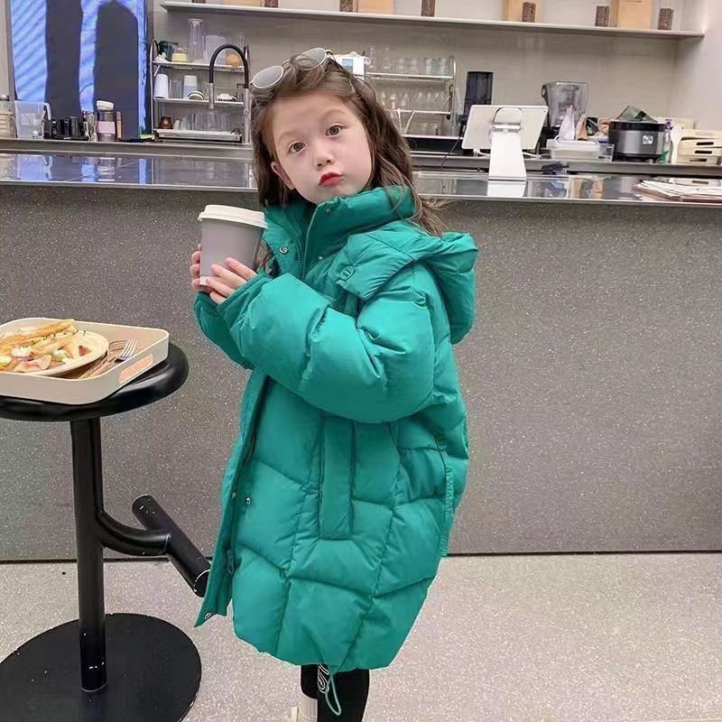女童棉服2023新款冬季儿童中长款宽松外套女宝宝加厚韩版洋气棉i