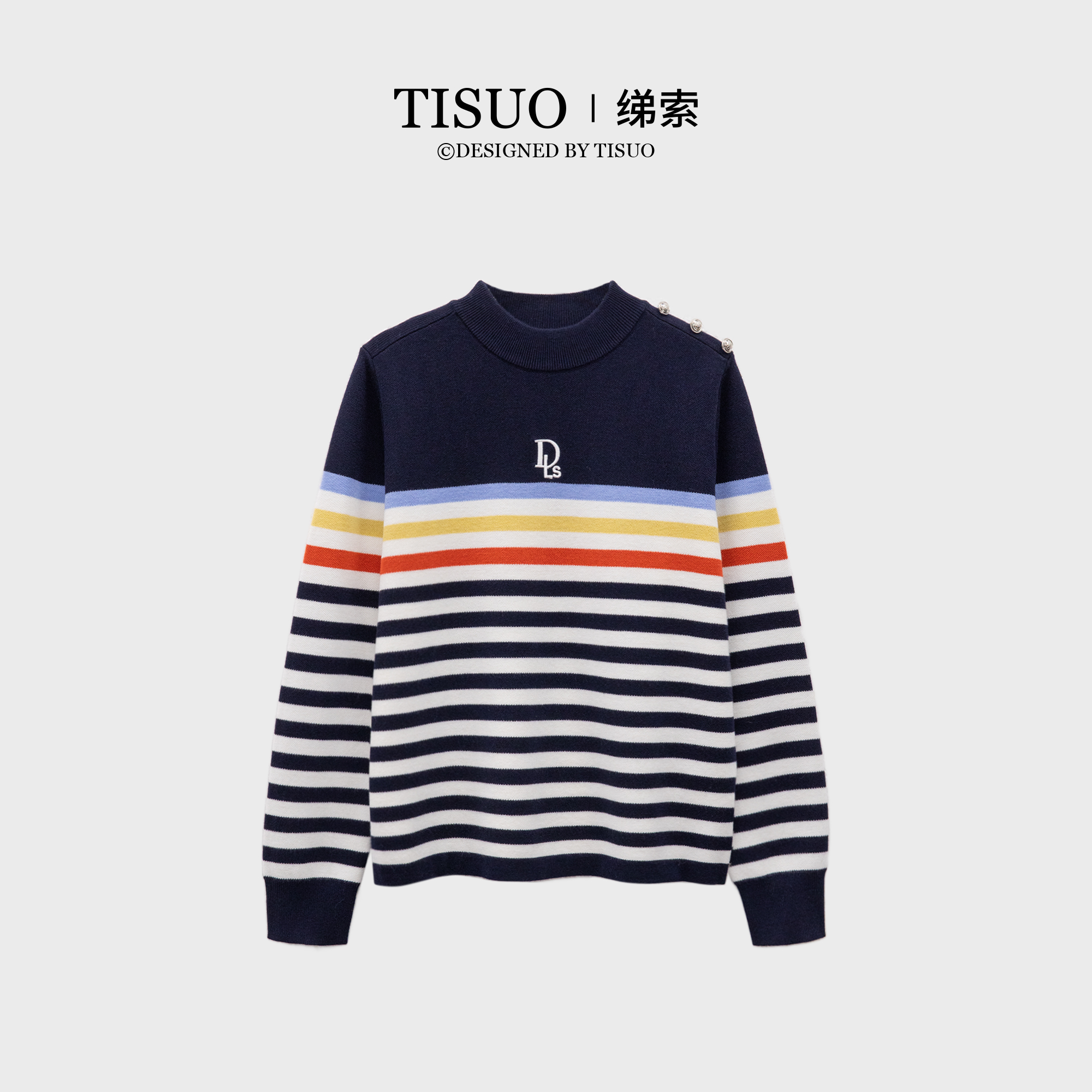 TISUO/绨索“小帆船”撞色绣花 针织上衣TS810619