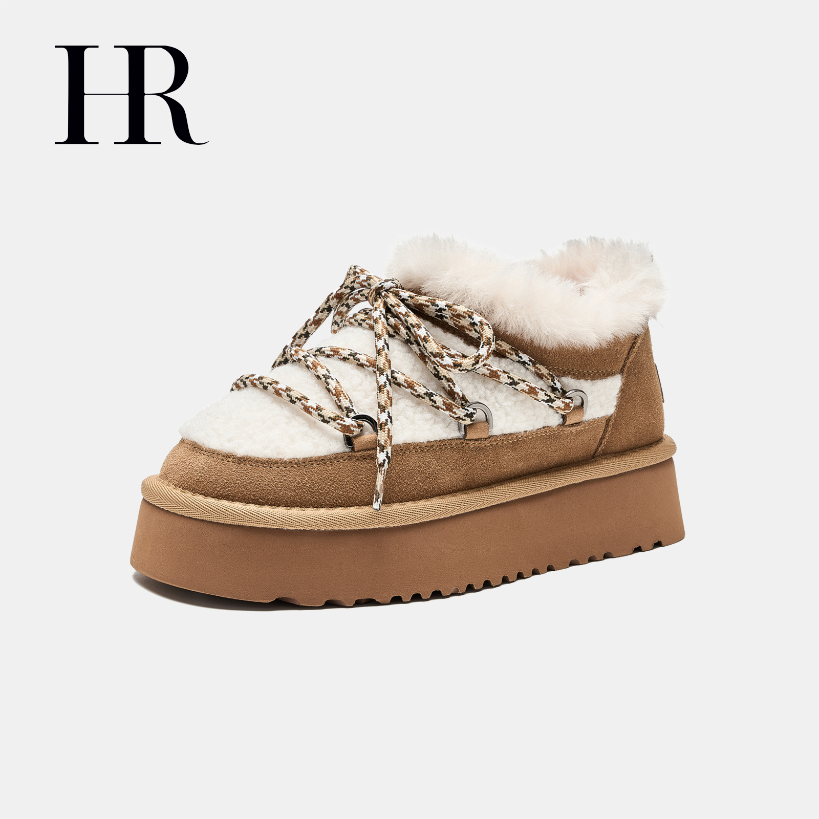 HR/赫莲娜鞋子鞋子2024年冬季新款雪地靴厚底毛绒牛皮保暖毛毛靴