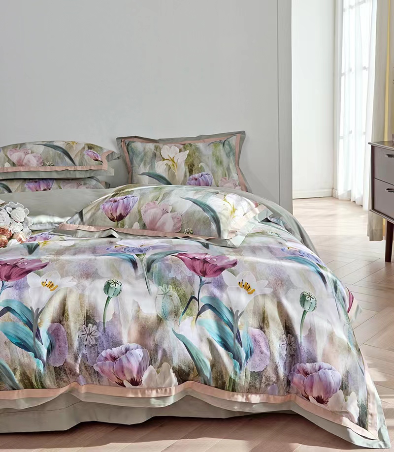 【诚实家】高端长绒棉 蔓莎郁金香  数码印花四件套