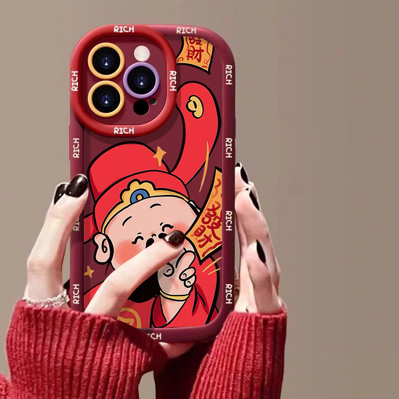 2024新年发财符神苹果14promax手机壳iphone15全包13华为vivo小米