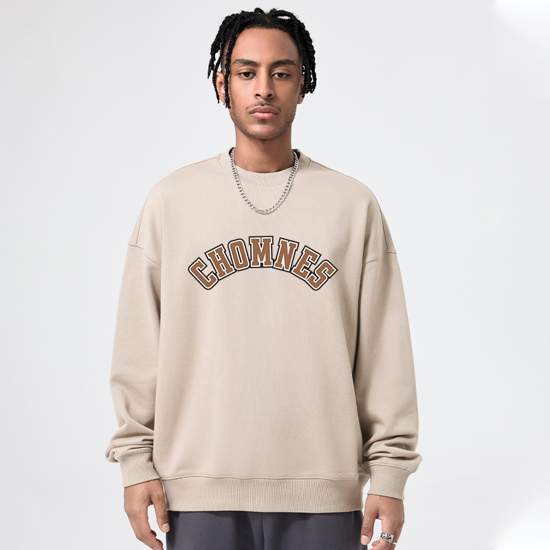 秋季美式潮流街头字母印花高级感420克重磅圆领卫衣男宽松落肩