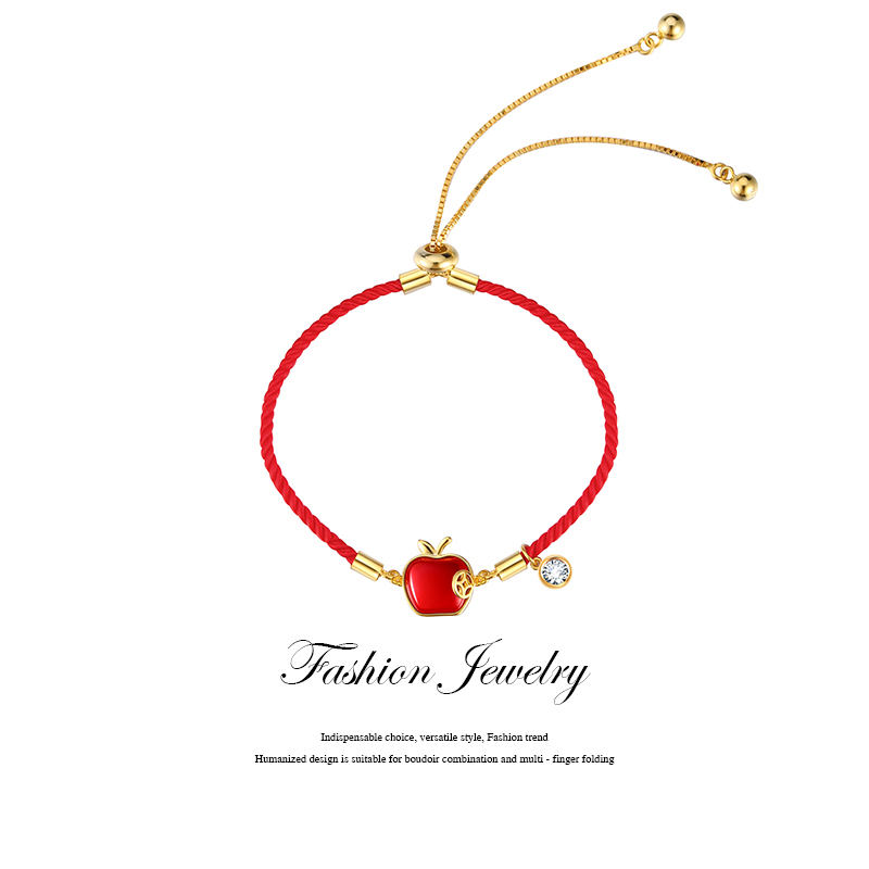 925银手链 小CK苹果手绳手链红色女款轻奢小众设计手饰品纯银精致