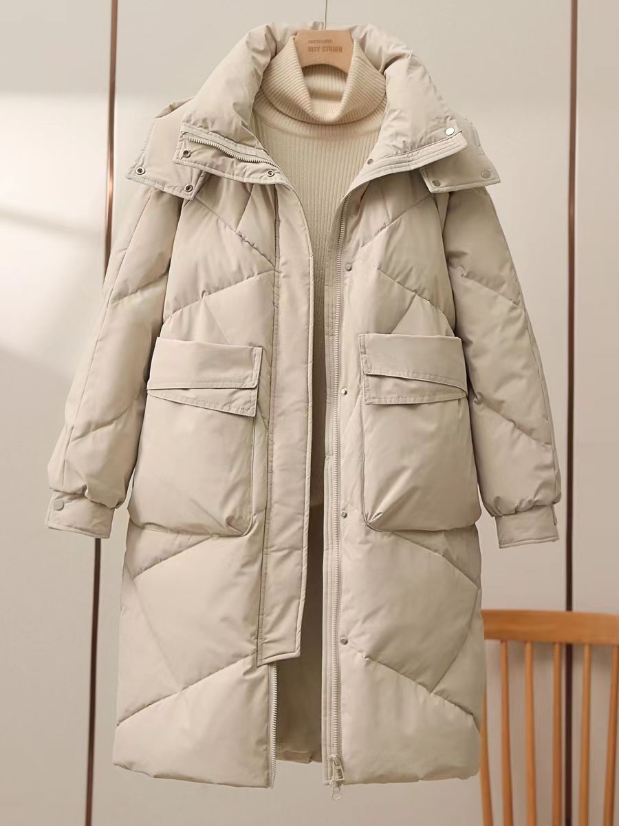 新款新款2023新款中长款羽绒服女韩版宽松羽绒服冬季加厚保暖爆