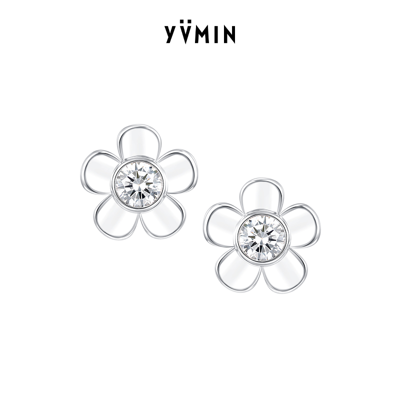 YVMIN/尤目 黄铜合成锆石耳饰 旋转花耳钉时尚百搭耳饰