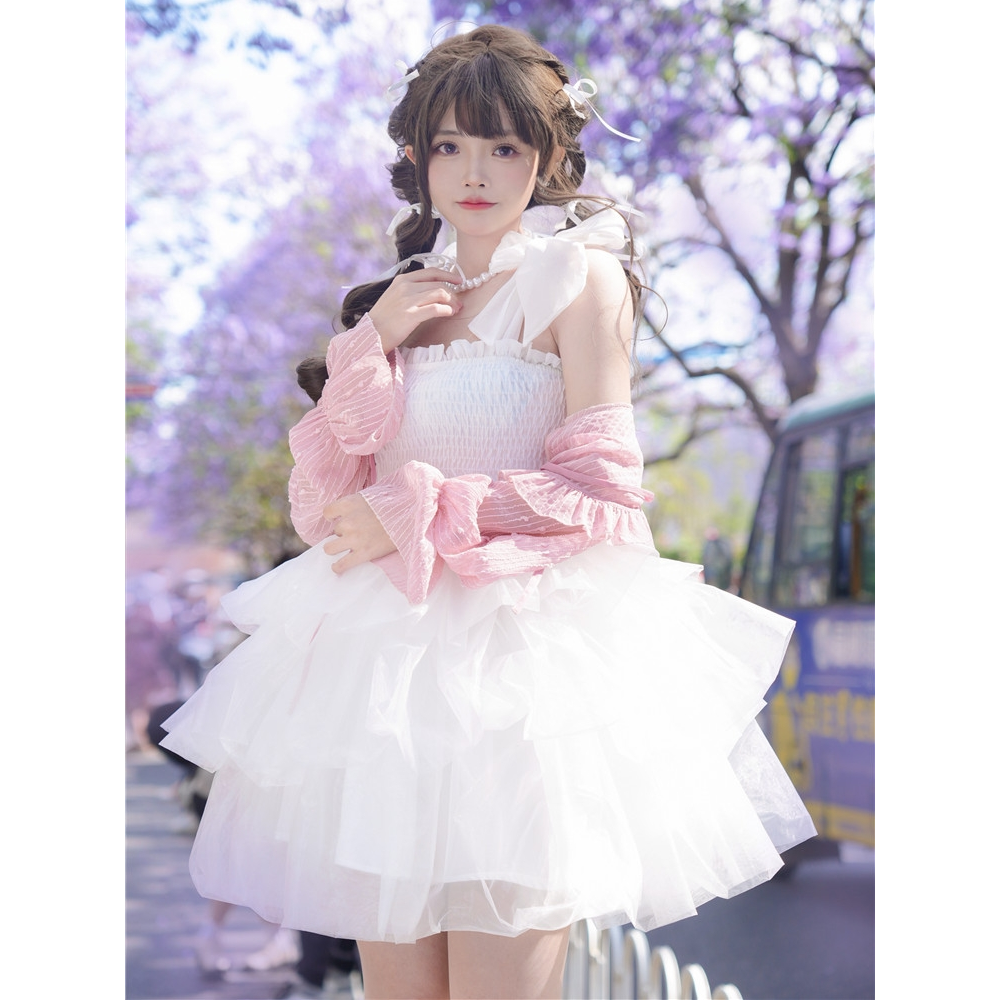 【To Alice】 熊之原创浴花精抹胸仙气蛋糕摆吊带裙