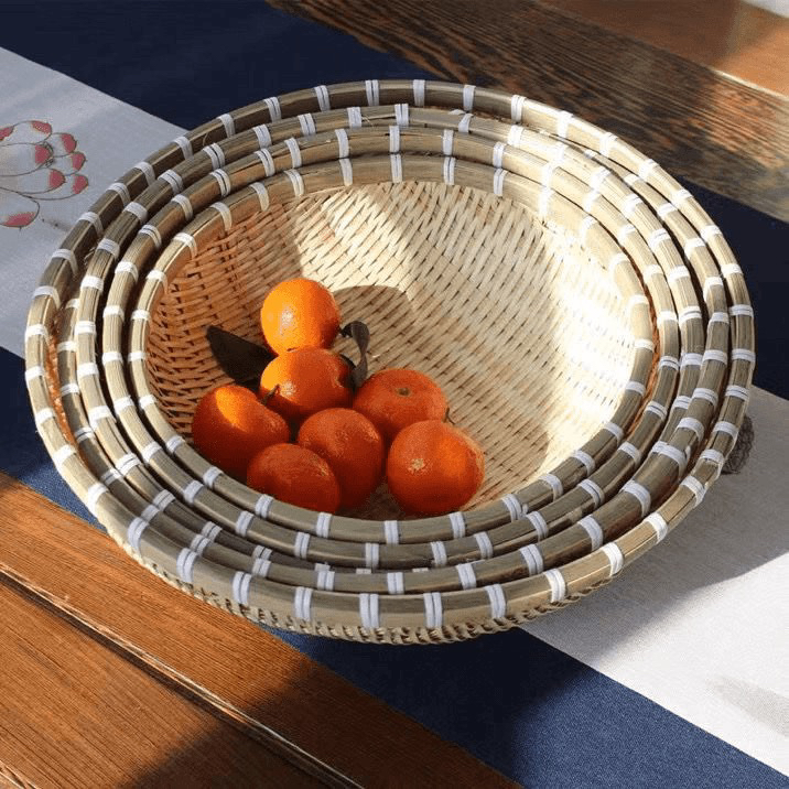 竹编天然环保馒头筐五件套25/28/30/33/36厘米