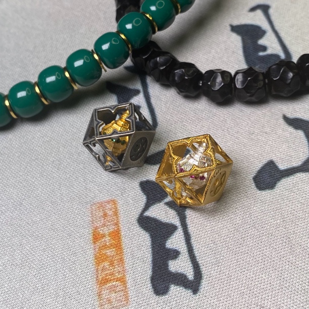 925银银制品 【古阁塔】11.5mm925银古阁塔文玩配饰 双色可选