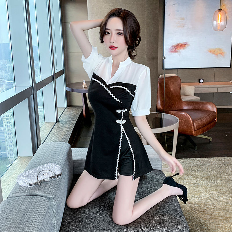 美容院技师工作服足疗店足浴女新款显瘦套装气质养生会所ktv工衣
