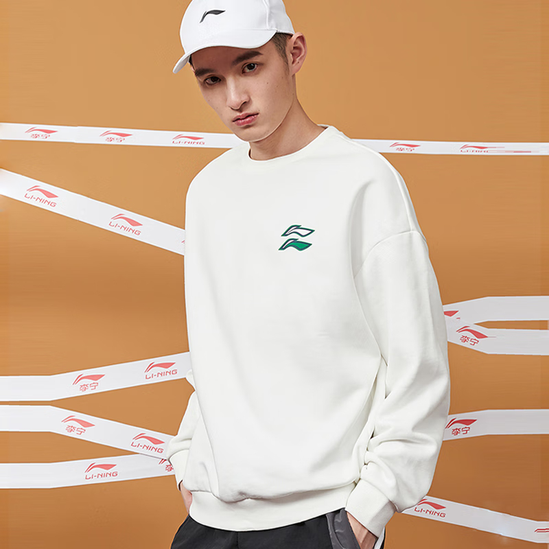 李宁加绒卫衣男女同款秋冬情侣款套头保暖宽松圆领运动服上衣长袖