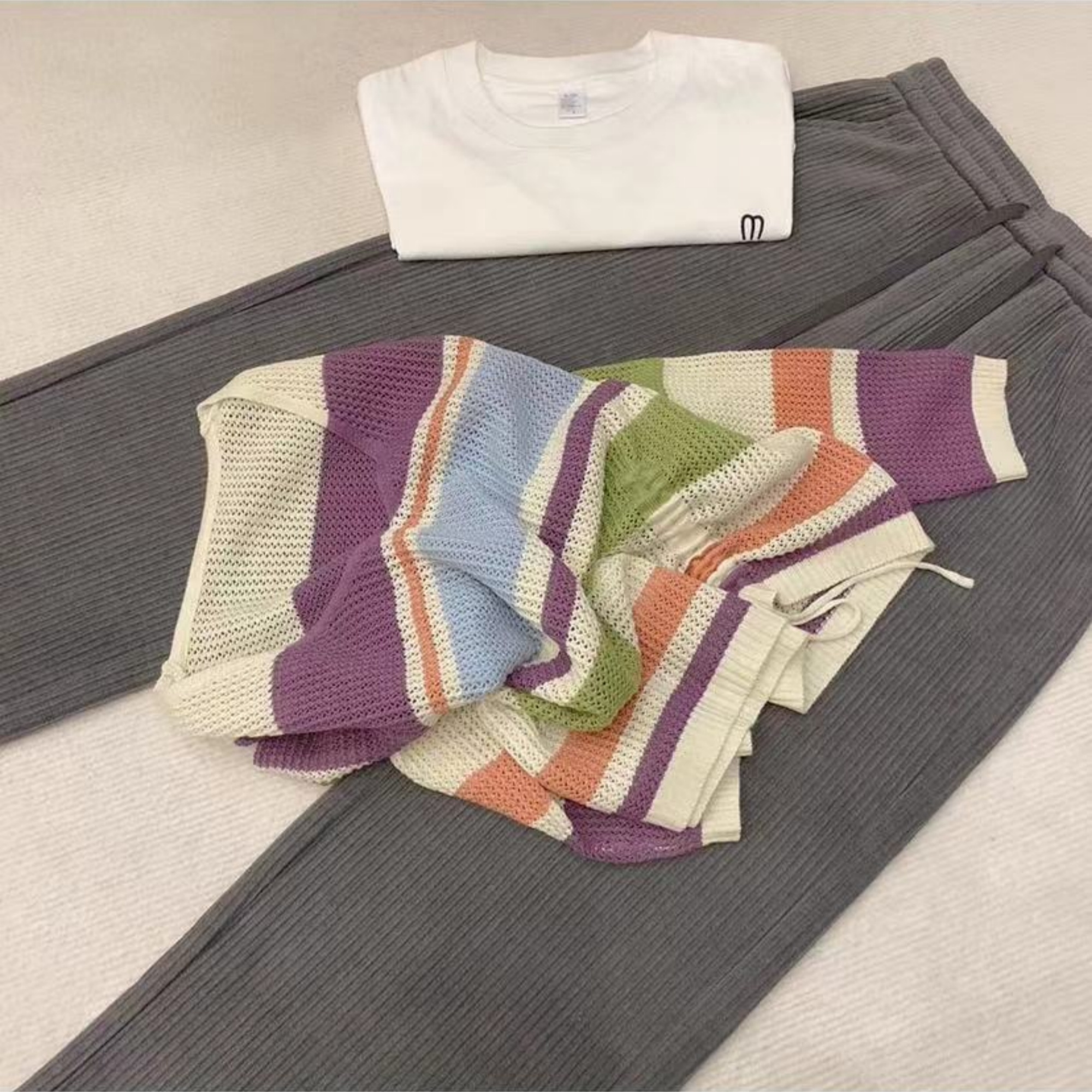 七言家 抽绳镂空彩条2