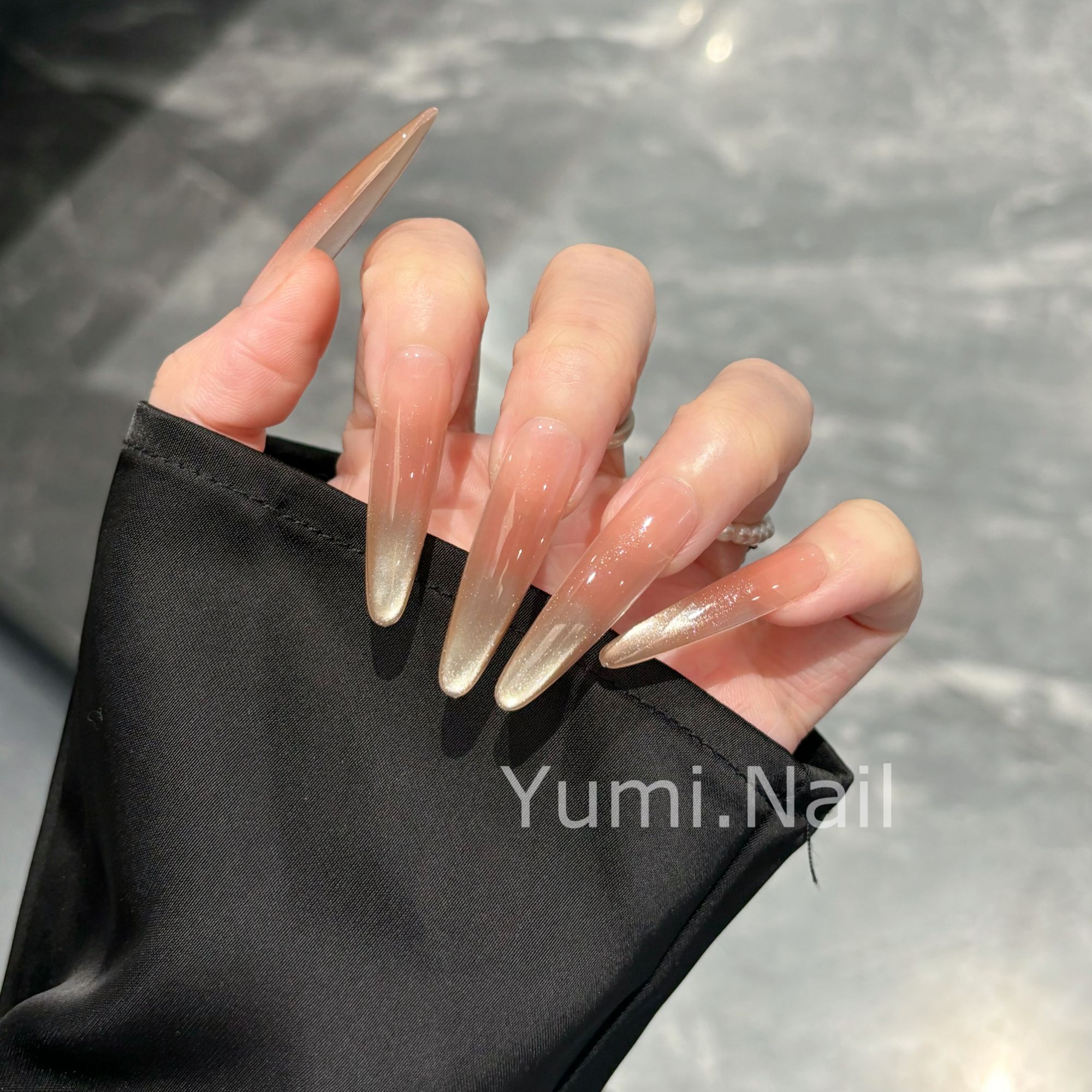 【小金条】柚米穿戴甲 香槟猫眼温柔氛围感穿戴甲