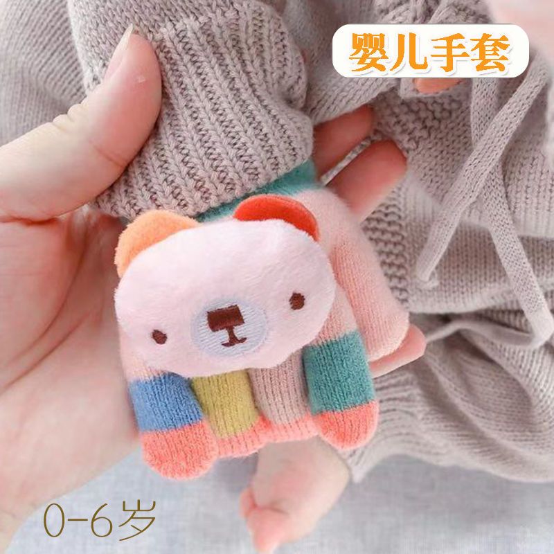 婴儿童手套秋冬季幼儿-岁小孩-个月可爱宝宝五指保暖小童薄