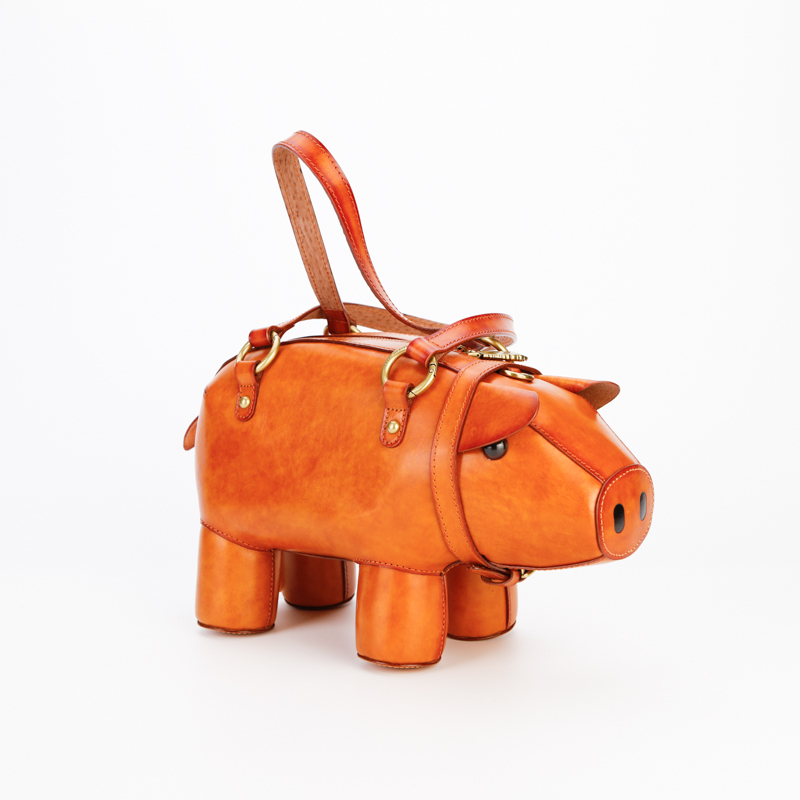 食草堂 箱包 女士包袋 手提包斜挎包 个性手工包真皮 哼哼 复古