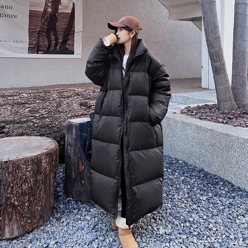 波司登东大门反季清仓羽绒服女超长款过膝加厚白鸭绒情侣宽松冬季