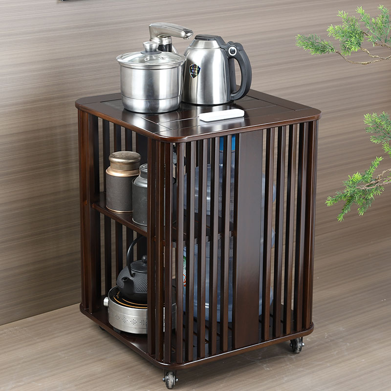 茶桌边柜实木茶水柜移动茶台烧水壶一体办公室下置水桶茶车烧水柜