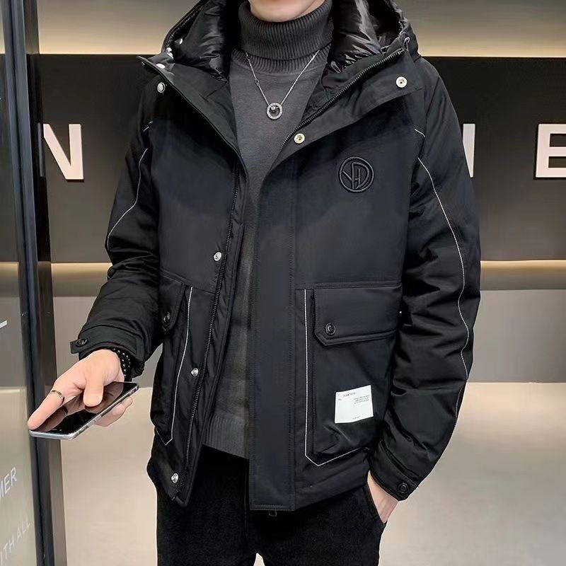 波司澄男士羽绒服2023冬季新款连帽加厚外套明线大口袋百搭潮流男