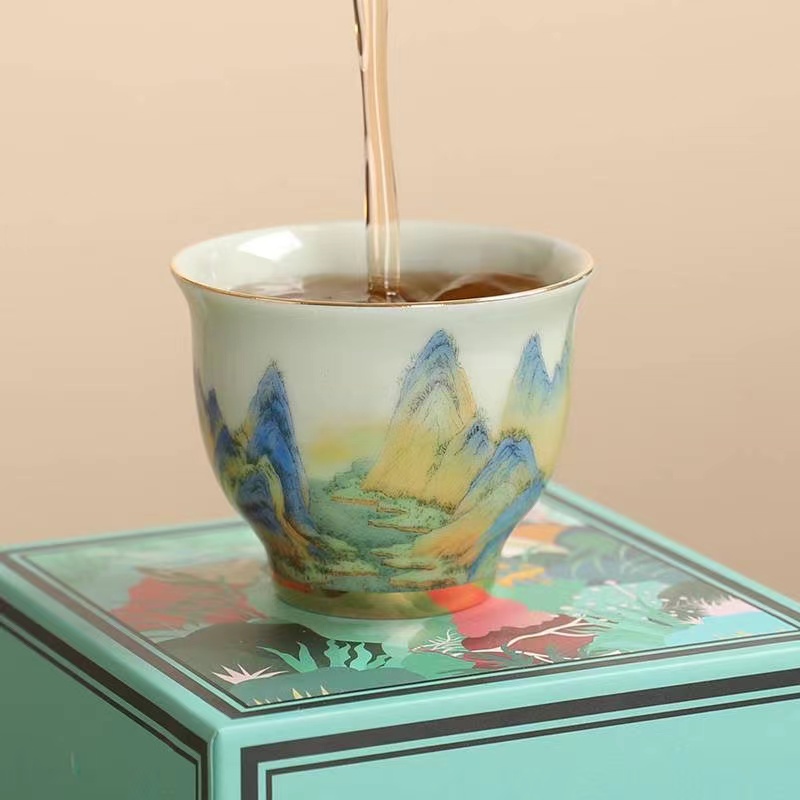 Art Make Taste/成艺千里江山名津杯陶瓷茶具防烫手品茗杯55ML