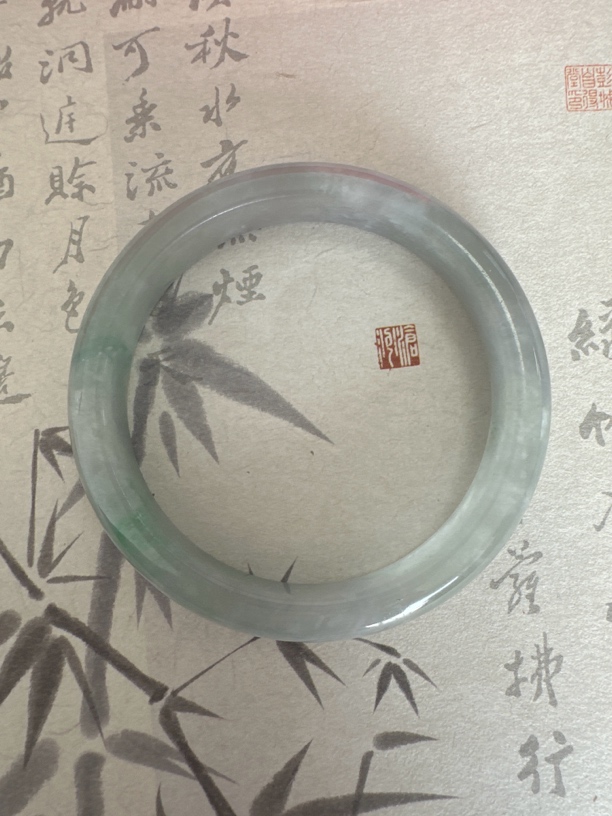 T1104 六零加飘花缅甸翡翠手鐲