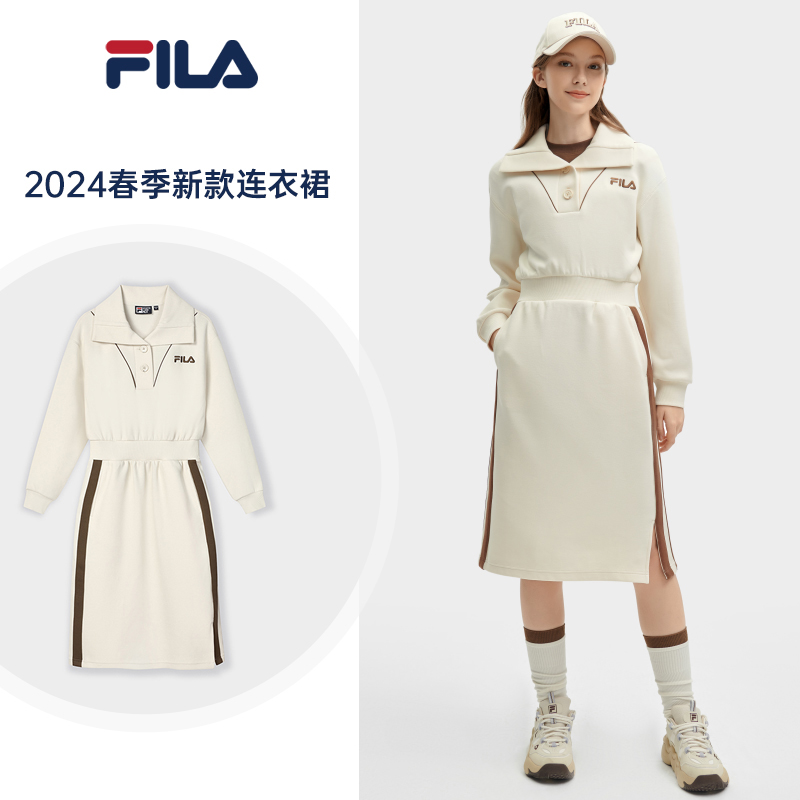 Fila/斐乐24春季新款女装连衣裙运动长袖舒适百搭裙子F11W419303F