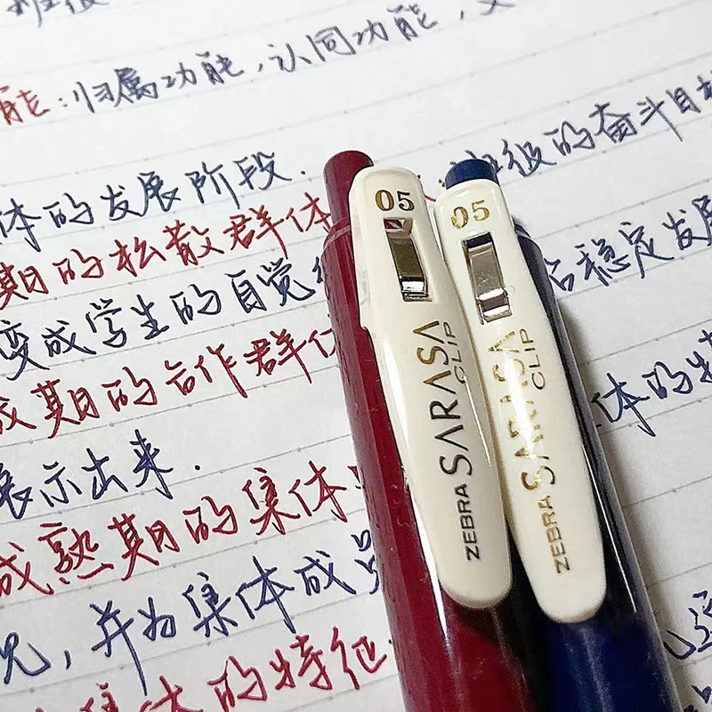 斑马复古笔jj15中性笔新五色酒红色SARASA按动水笔0.5