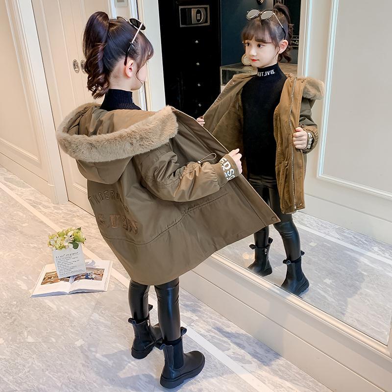 木子童装女童外套秋冬新款洋气儿童衣加绒冬装服女孩大童装派克服