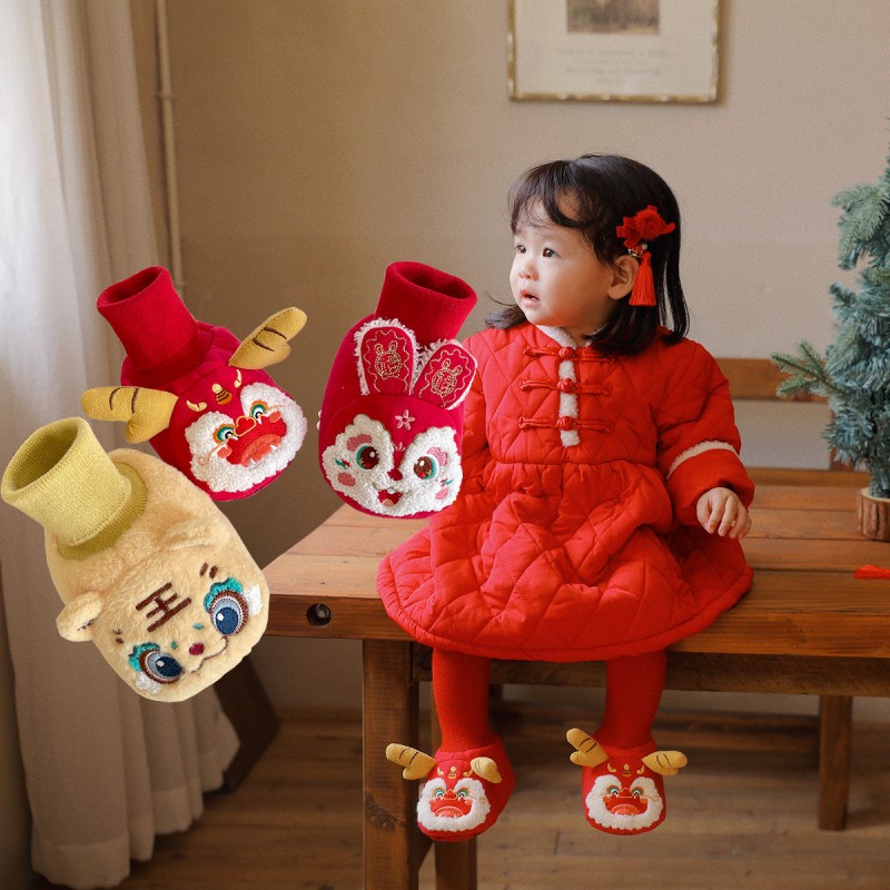 冬季虎头棉鞋婴儿1周岁男宝宝软底防滑老虎步前鞋一岁学步棉鞋子