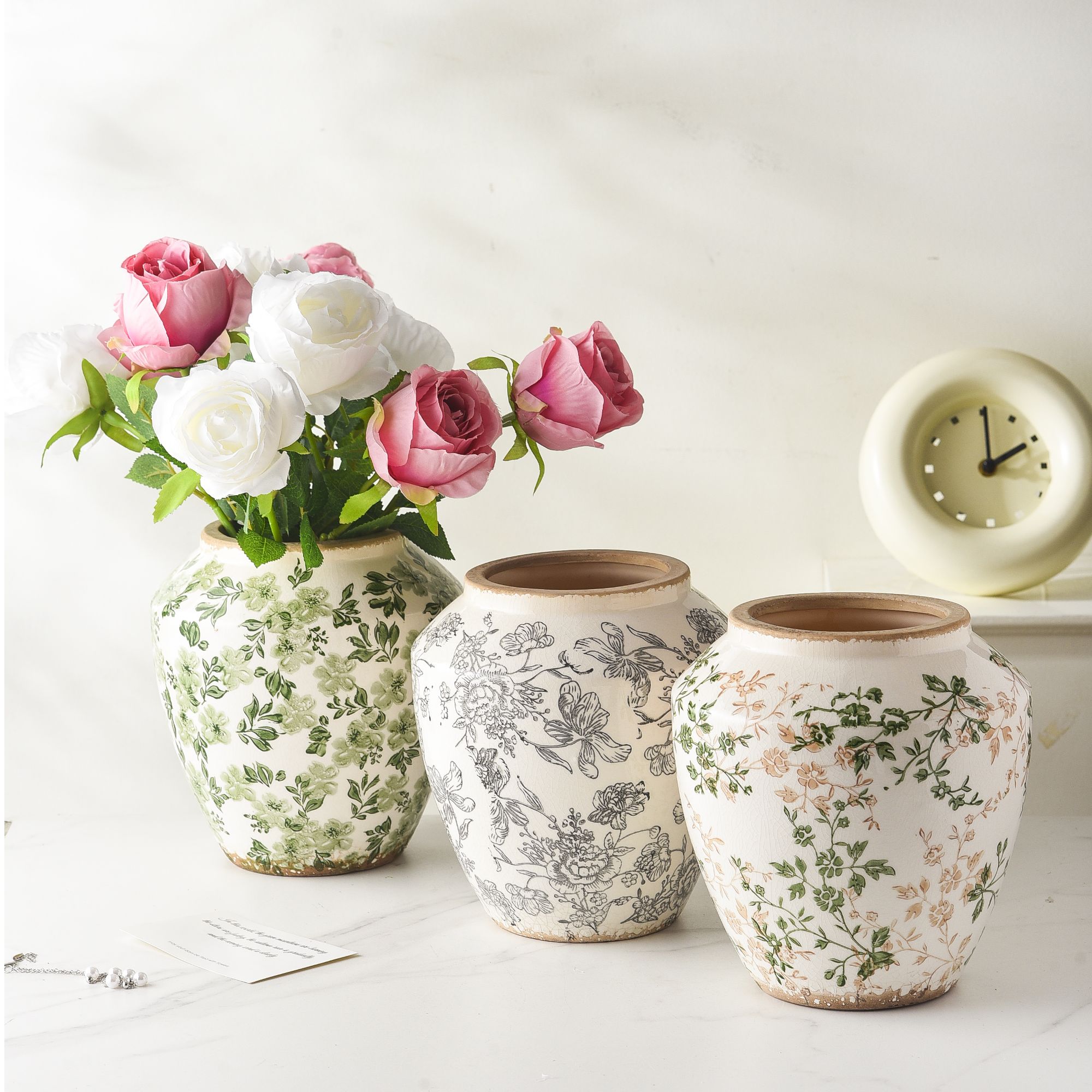 北欧复古做旧鲜花专用花瓶花盆三角梅侧飘专用款玄关客厅办公