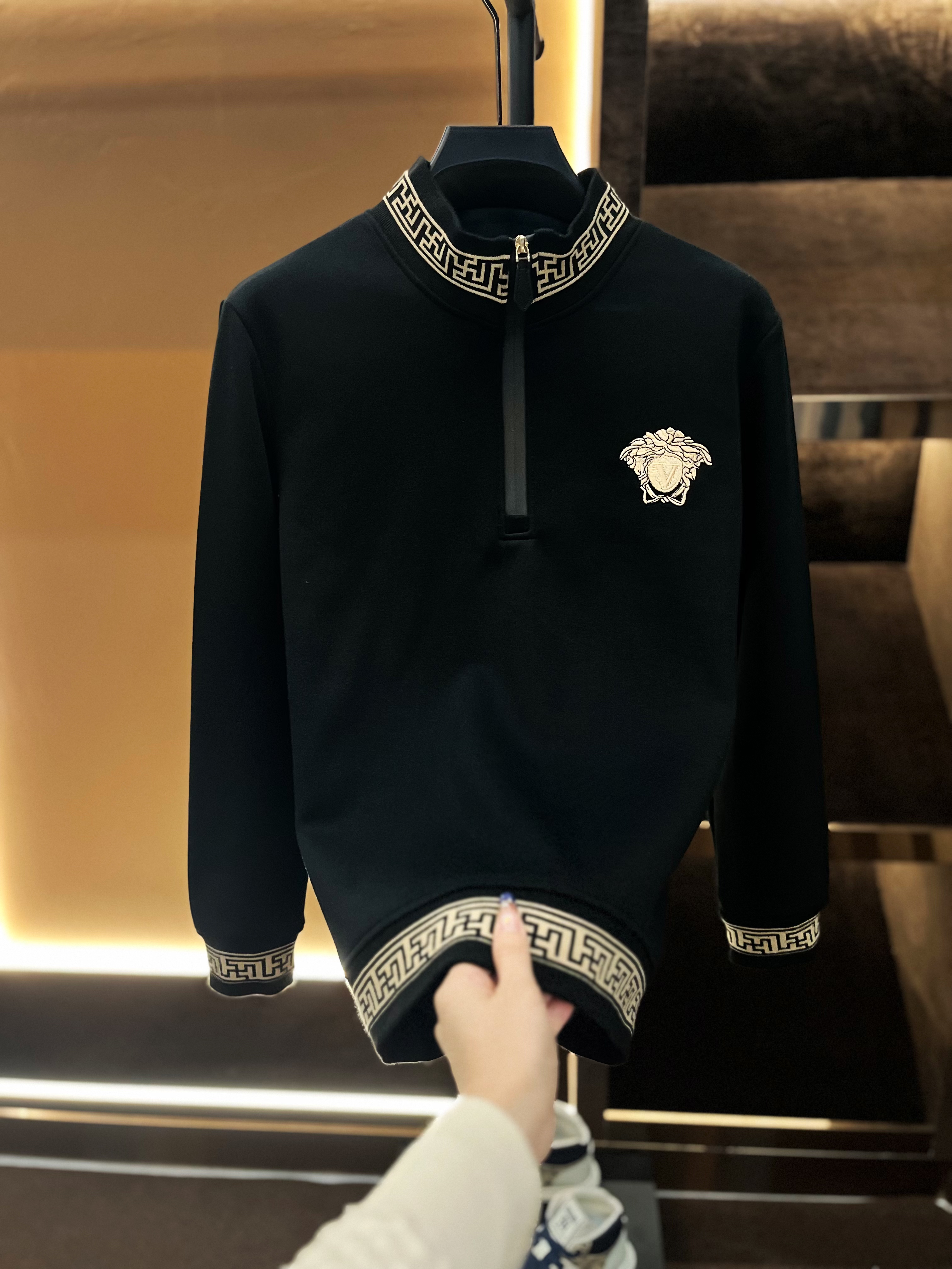 秋冬新款加绒半开衫套头卫衣2-3222