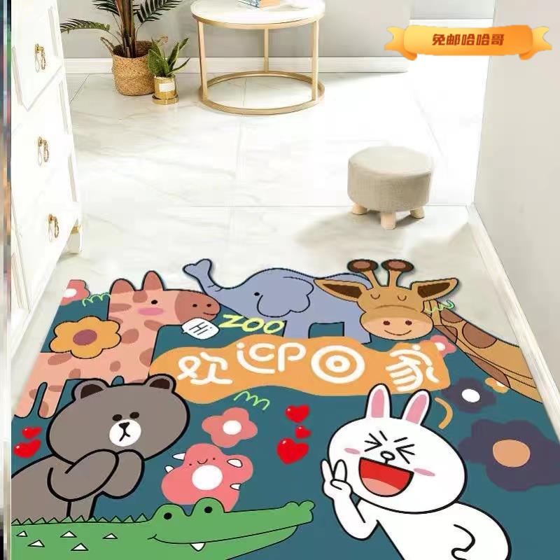 新疆新疆包邮地垫欢迎回家卡通水晶绒家用客厅地毯儿童房免洗网红