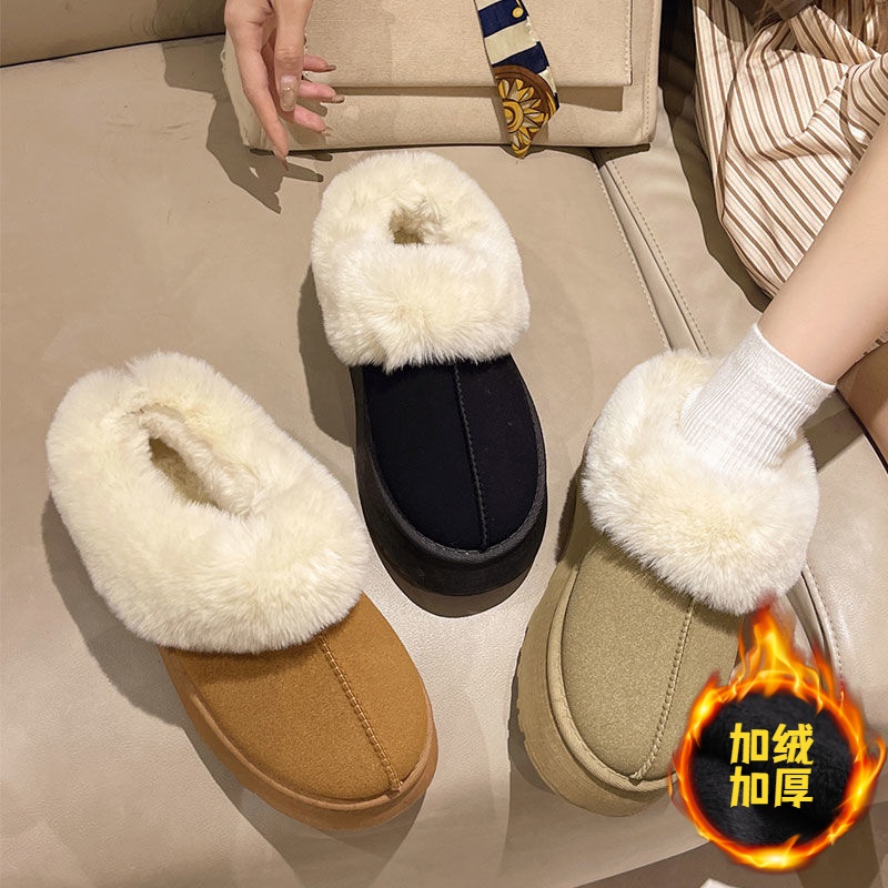 回力潮品女鞋毛毛拖鞋女外穿2023年冬季新款皮毛厚底加绒雪地靴厚