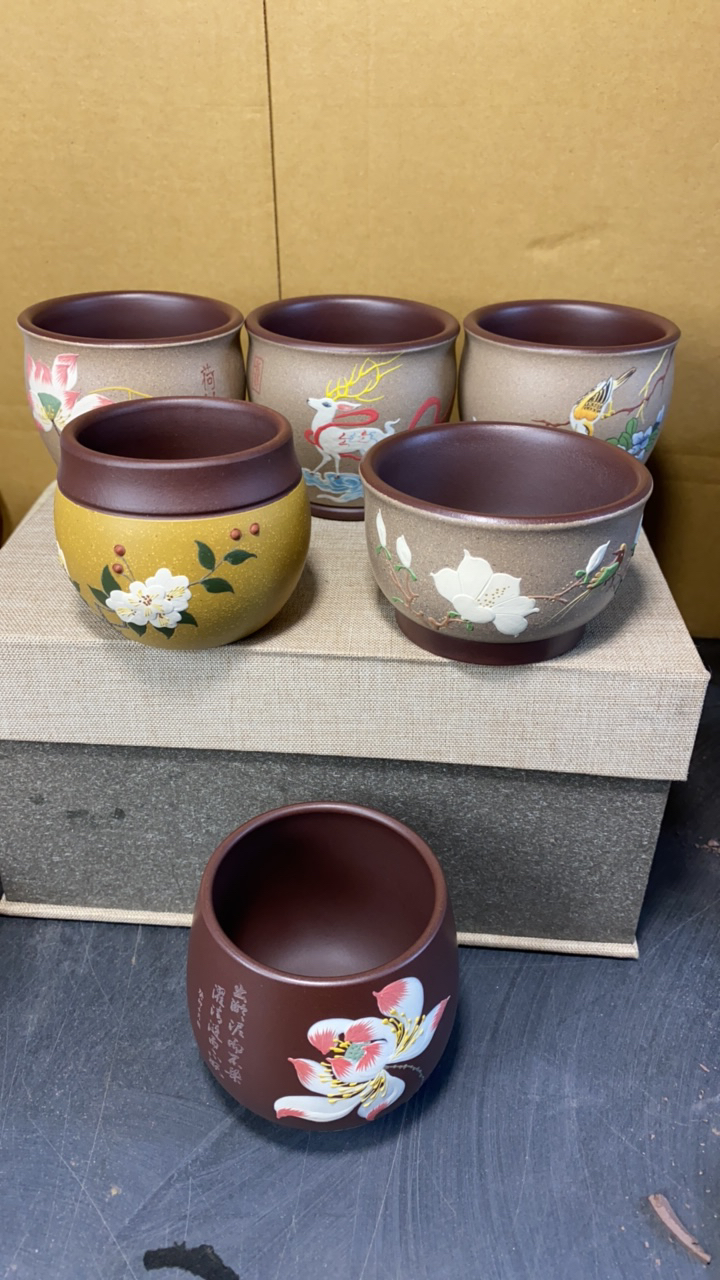 紫砂主人杯堆绘刻绘工艺大容量大号