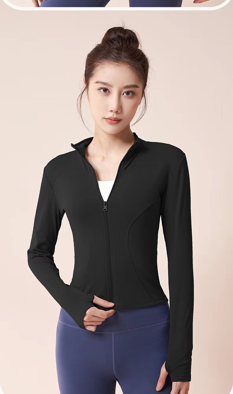 2024新款瑜伽外套跑步健身日常内搭加绒拉链加绒修身显瘦多色外套