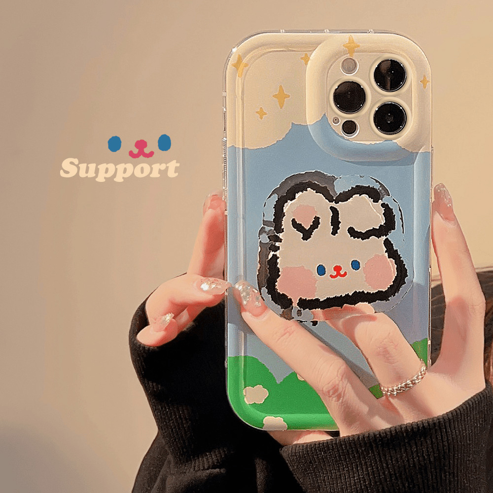 【苹果/华为/荣耀/OPPO/vivo/小米】软萌兔直边奶油全包边手机壳