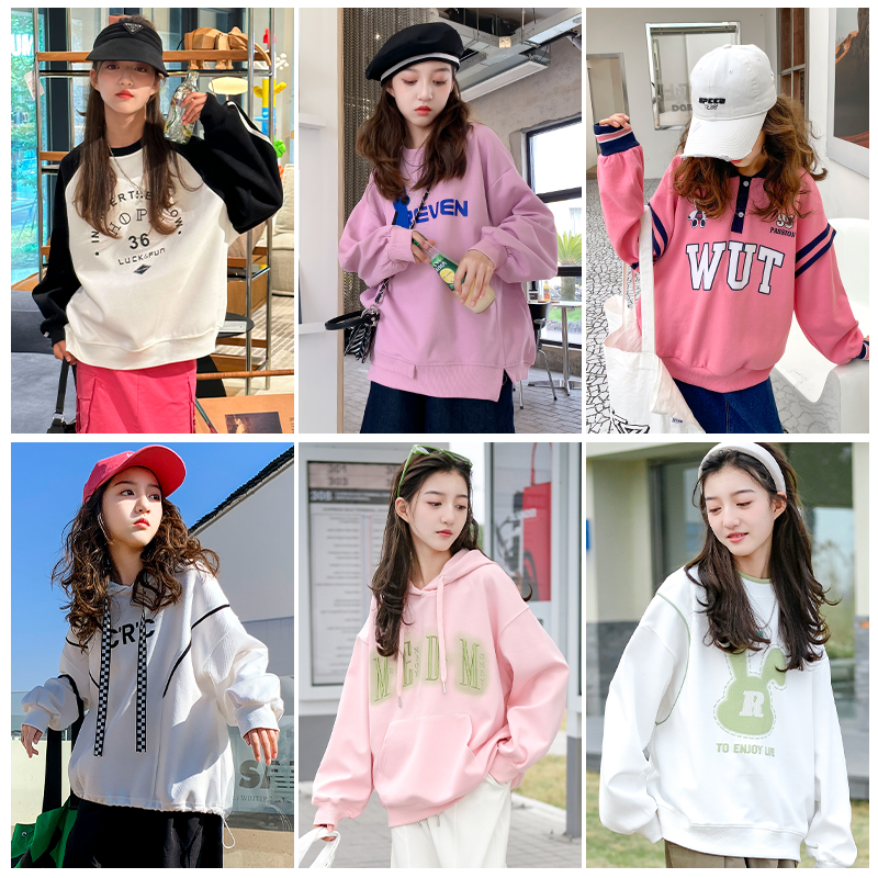 女童卫衣春秋款中大童洋气长袖2024新款儿童春装时髦上衣打底衫潮