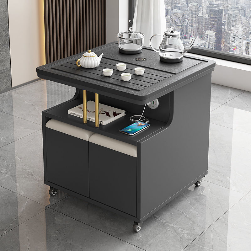 可移动茶台火烧石功夫茶几客厅多功能智能茶桌简约