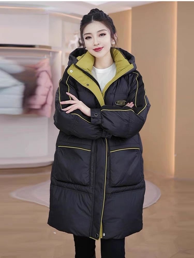 羽绒羽绒服女中长款加厚宽松新款2023冬爆款高档遮肉羽绒服洋气羽