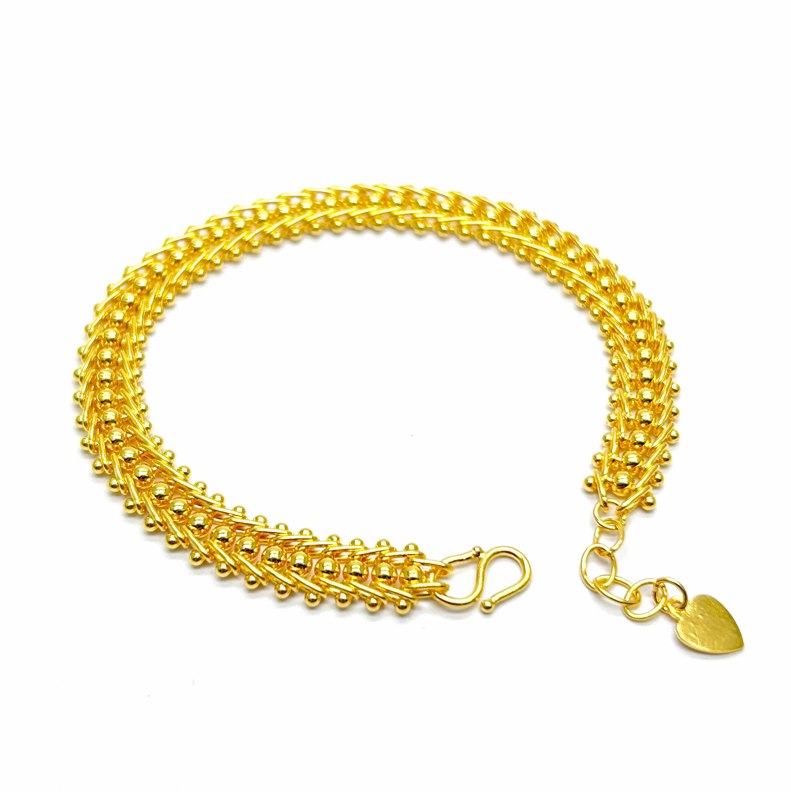 足银手链 编织珠珠鱼骨手链 喜洋洋专属