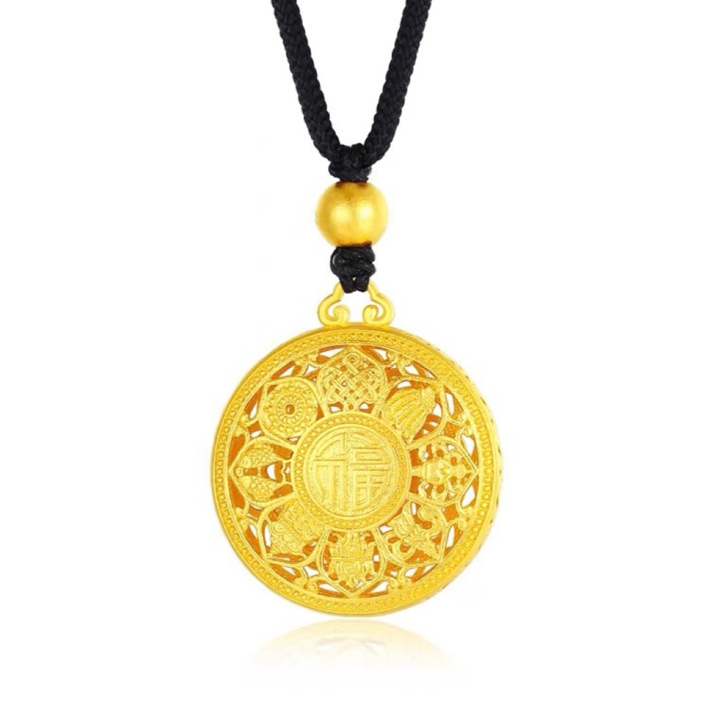 吊坠足银 复古八宝罗盘吊坠