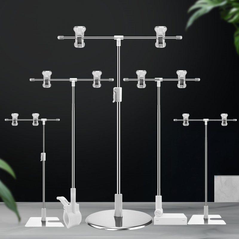 POP海报纸支架 海报架台式广告夹架子伸缩桌面柜台小展架促销摆摊