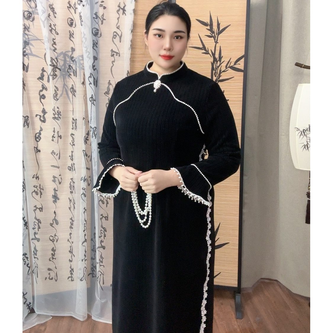码加加一代宗师-37893新中式秋冬氛围感气质码旗袍优雅显瘦连衣裙
