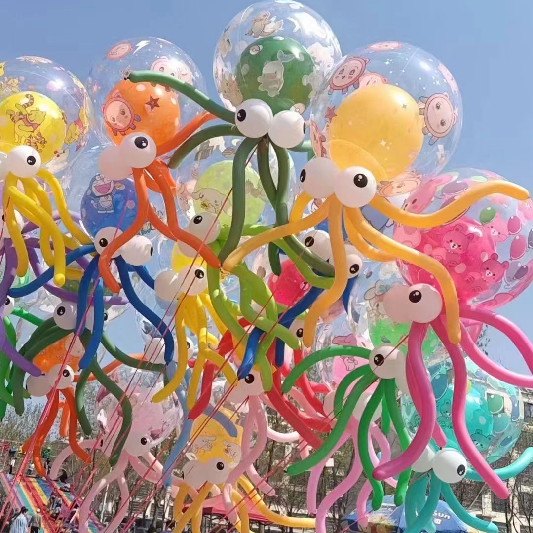 24寸印花飞天章鱼气球卡通气球八爪鱼气球2025儿童100套混色