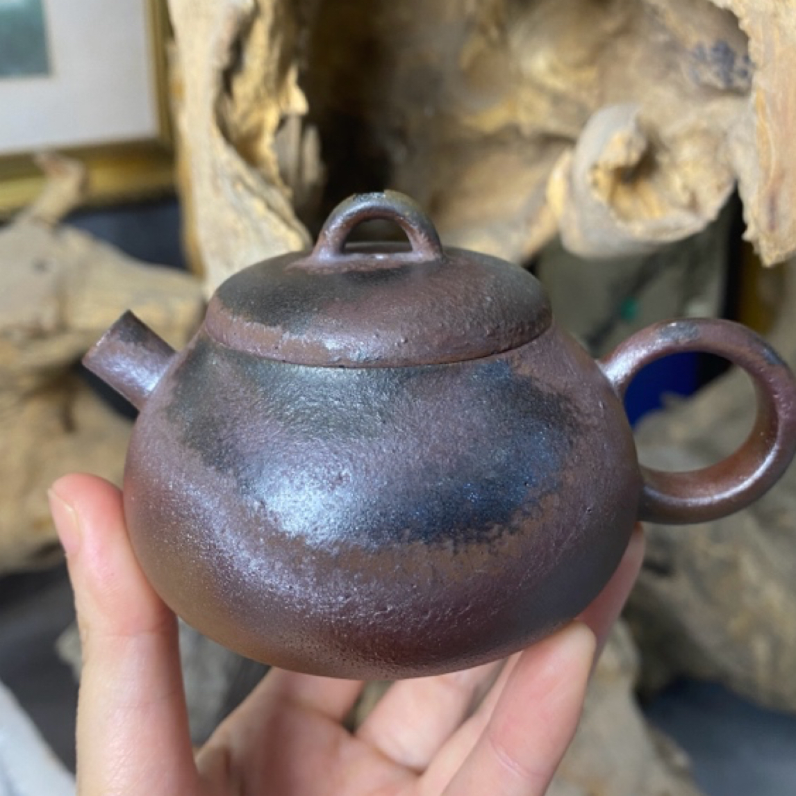 广西钦州坭兴陶纯柴烧微瑕陶瓷冰碛岩老火茶壶随机发